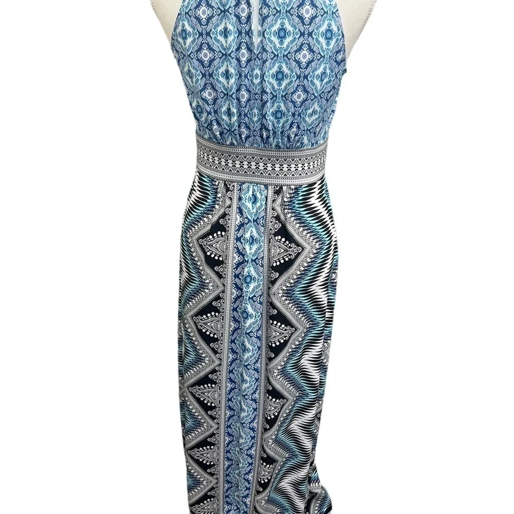 Free People Maxi Halter Dress Sleeveless Column Dress Blue, White & Black Sz  S - Picture 4 of 10